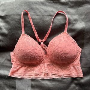 VICTORIA'S SECRET Coral Pink Orange Wireless Racerback Bralette Bra Size L Large